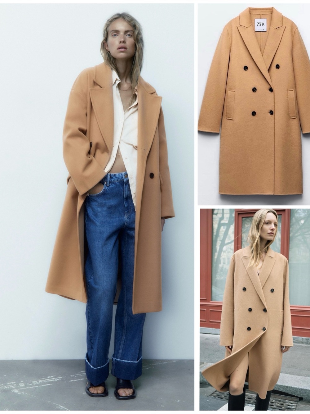 ZARA ~ Wool Blend Double Breasted Coat
